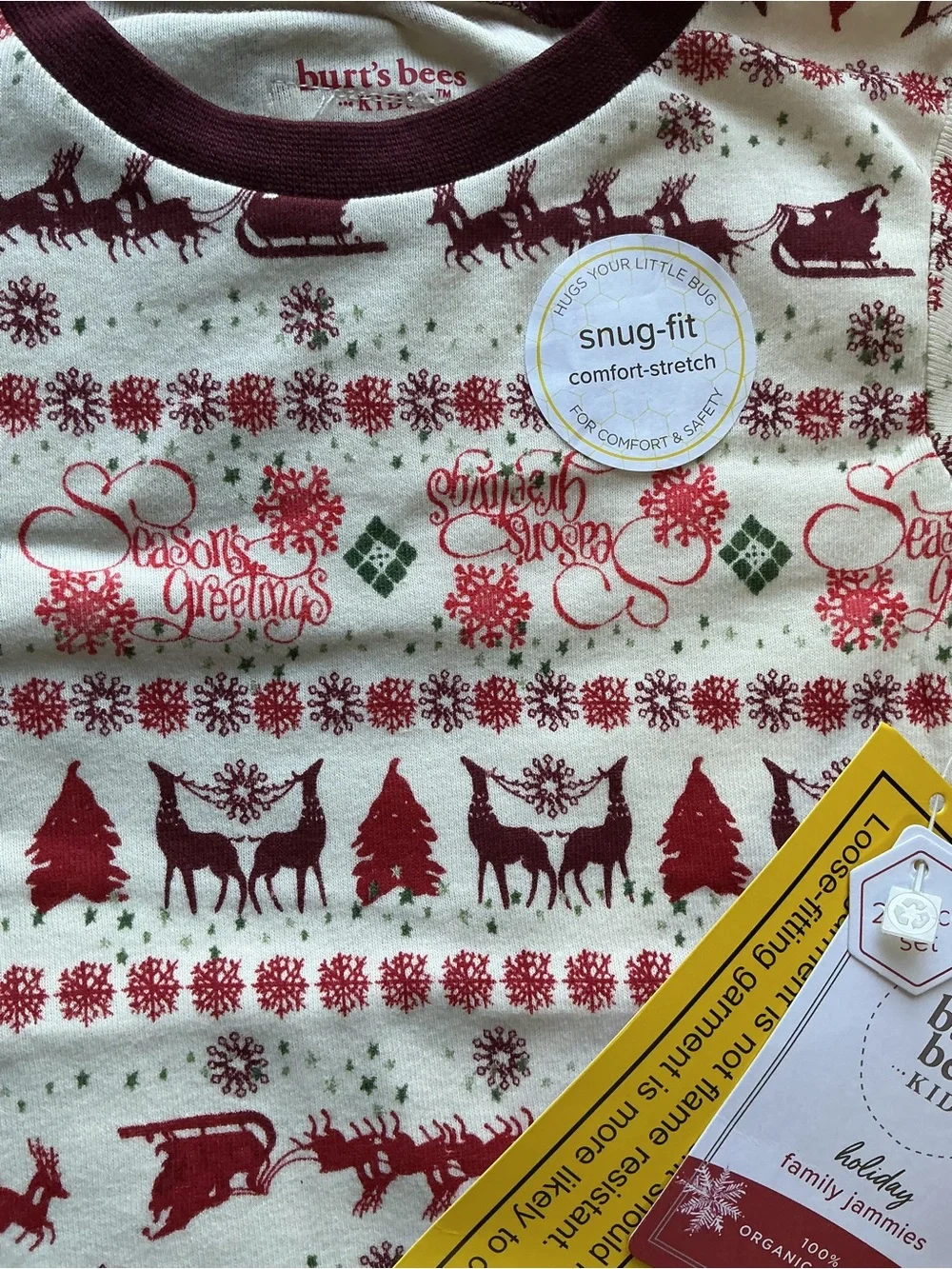 Season Greetings Fair Isle Organic Cotton Pajama Set 4T NWT